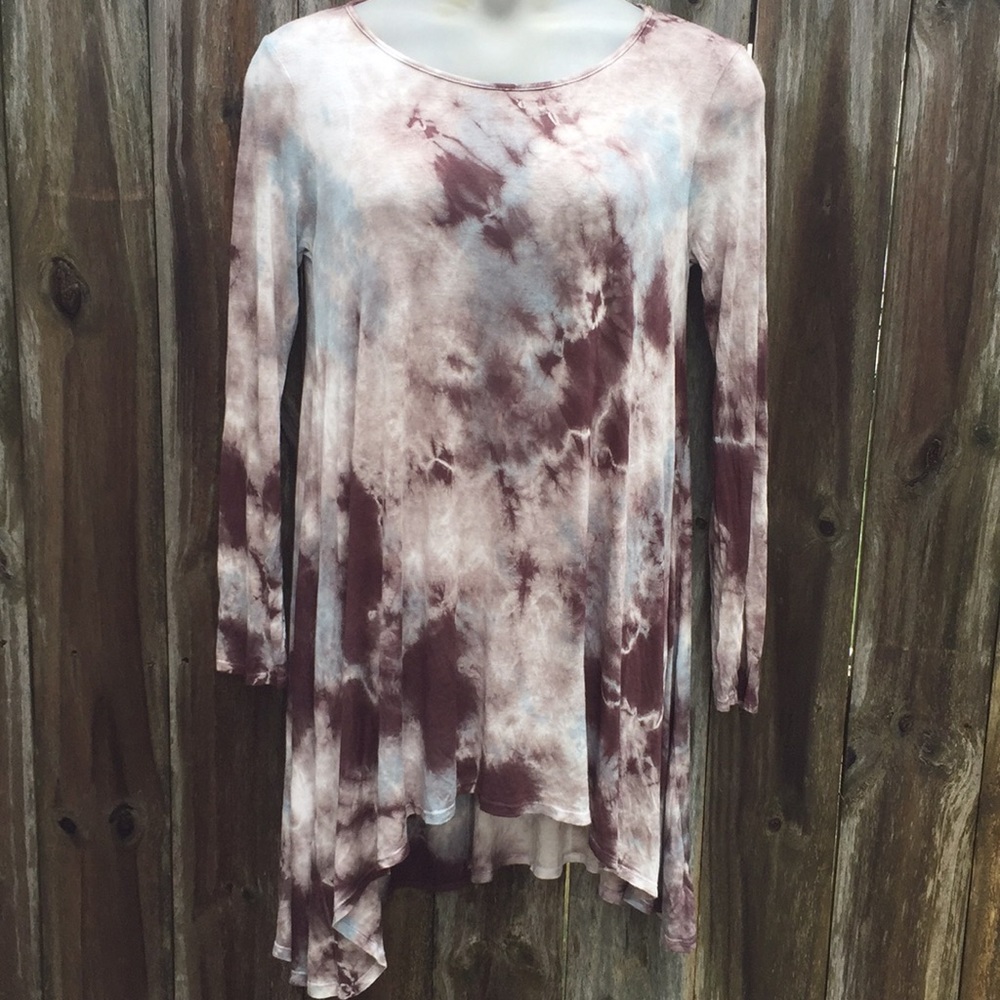 Modern watercolor tie-dye abstract tunic dress M